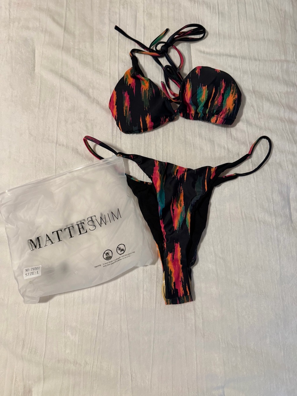 Mattel Black Bikini with Neon Paint-Stripe Accents